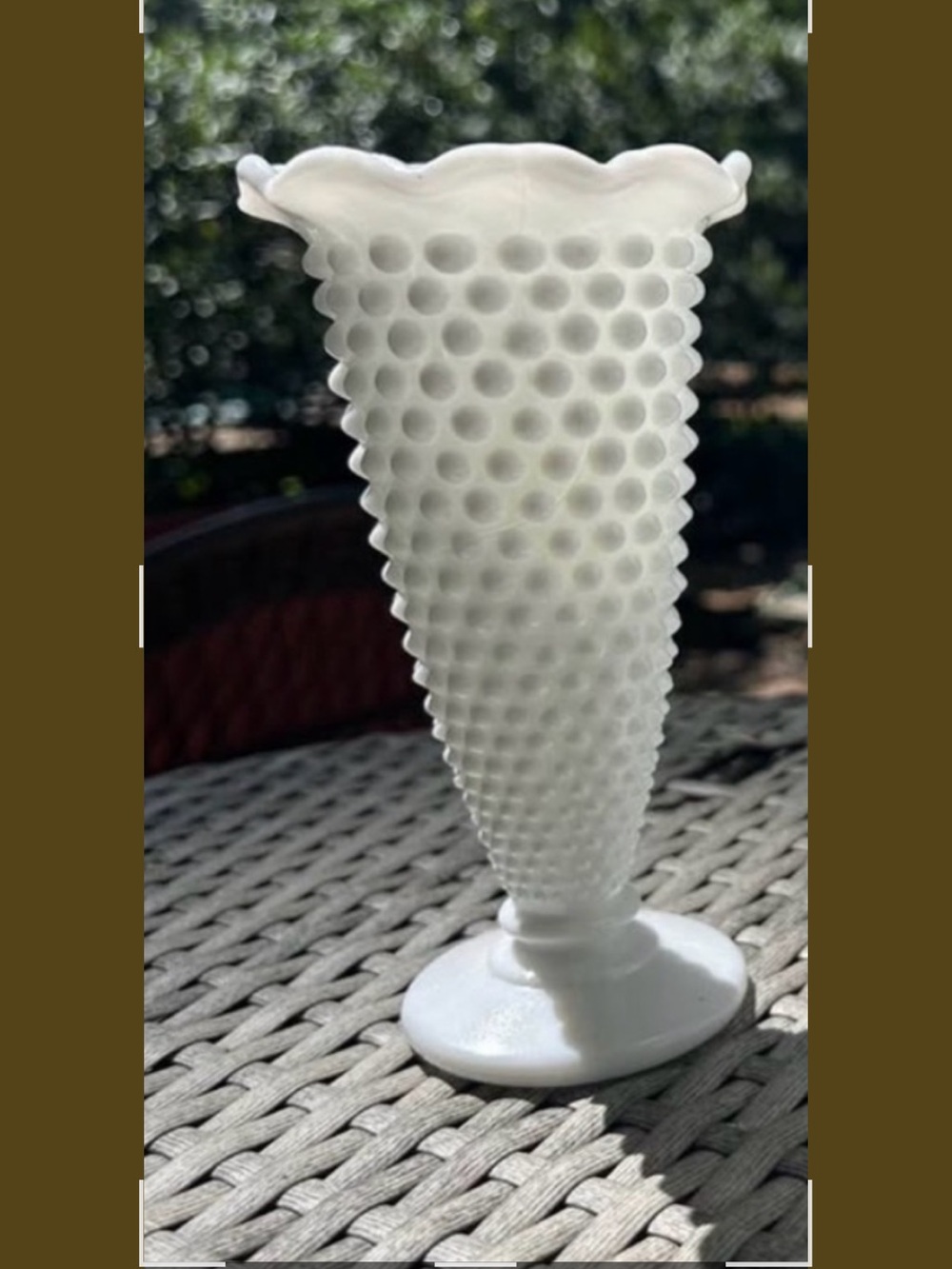 VintageHobnail Milk Glass Vase - Classic